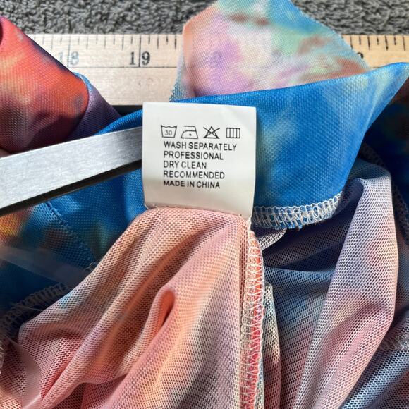 Love Highlight Pants Cover Up Womens XL Multicolor Mesh Sheer Ruffle Psychedelic - Picture 8 of 11